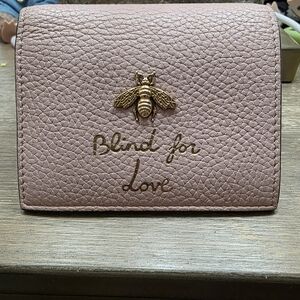 Gucci Pink Wallet with Gold Bee Detail